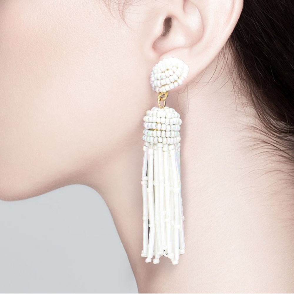 Beaded Tassel Pierced Earrings NWT